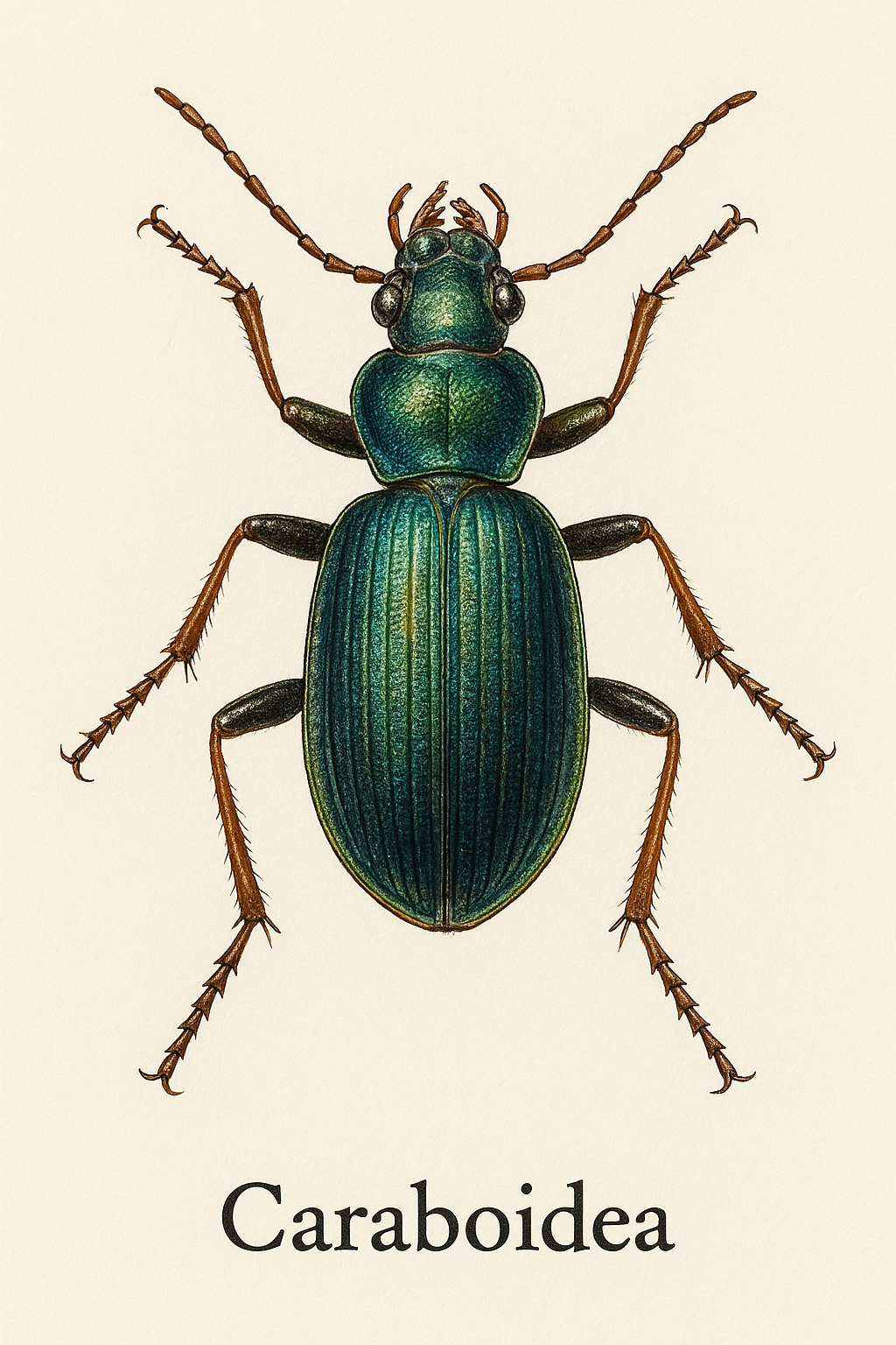 Diagramm eines typischen Caraboidea, schneller bodenlebender Käfer