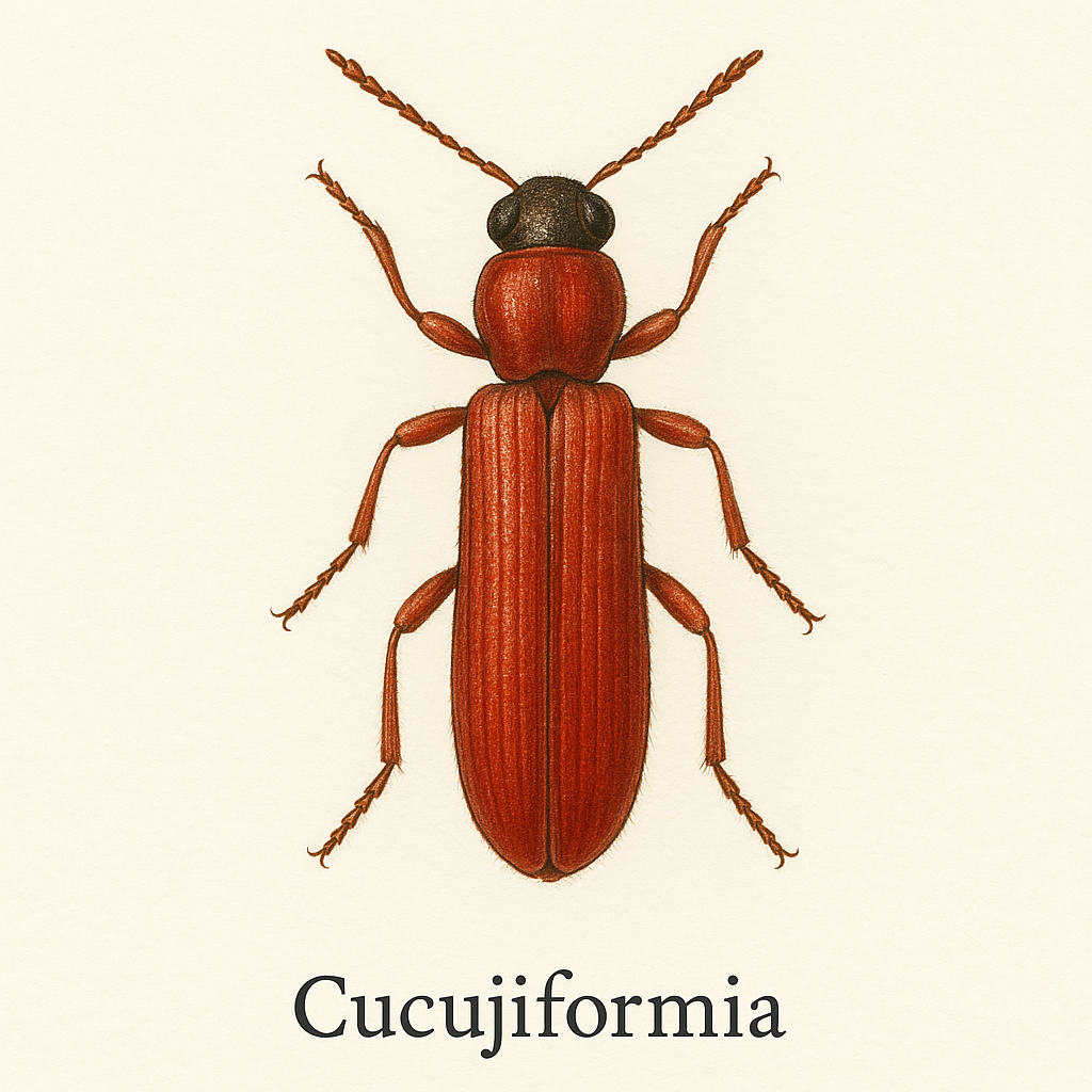 Illustration pflanzenfressender Käfer aus der Infraordnung Cucujiformia